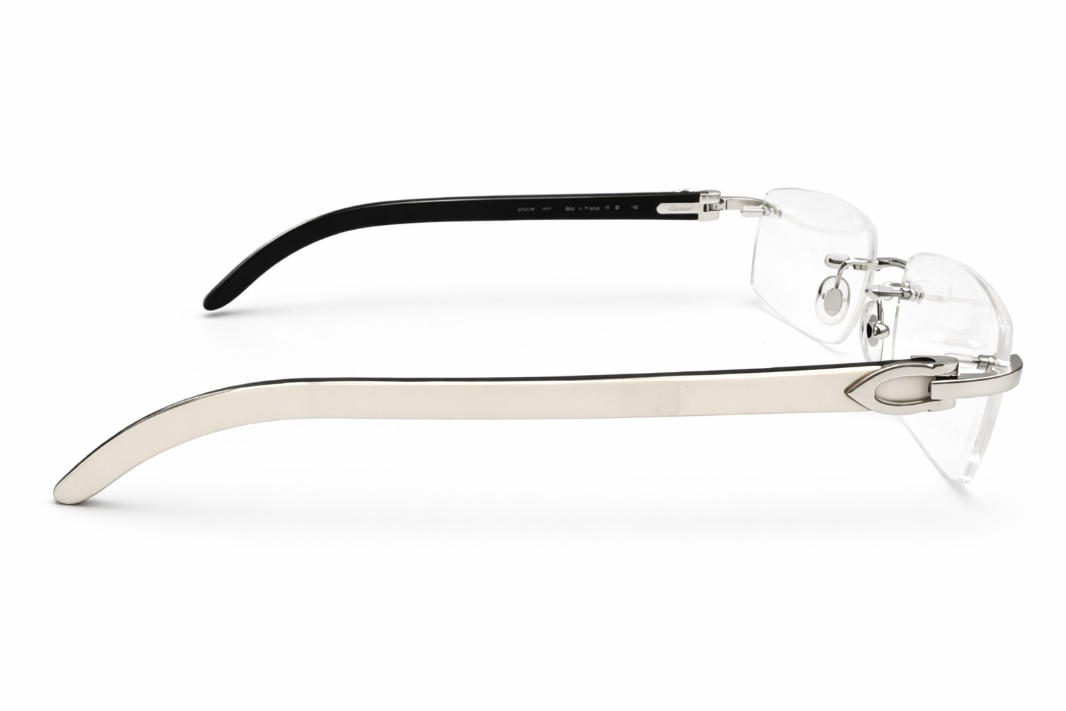 New Authentic Cartier Buffalo Horn Silver White Eyeglasses image 8