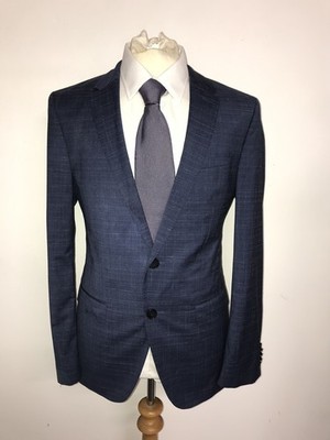 HUGO BOSS - Herren Slim Fit BLAUER WOLLANZUG - 38 Reg - W32 L32 - SCHÖNER ANZUG