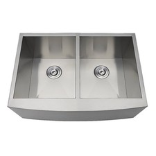 Kingston Brass GKUDF302110 Uptowne 30" Farmhouse Double Basin - Brushed