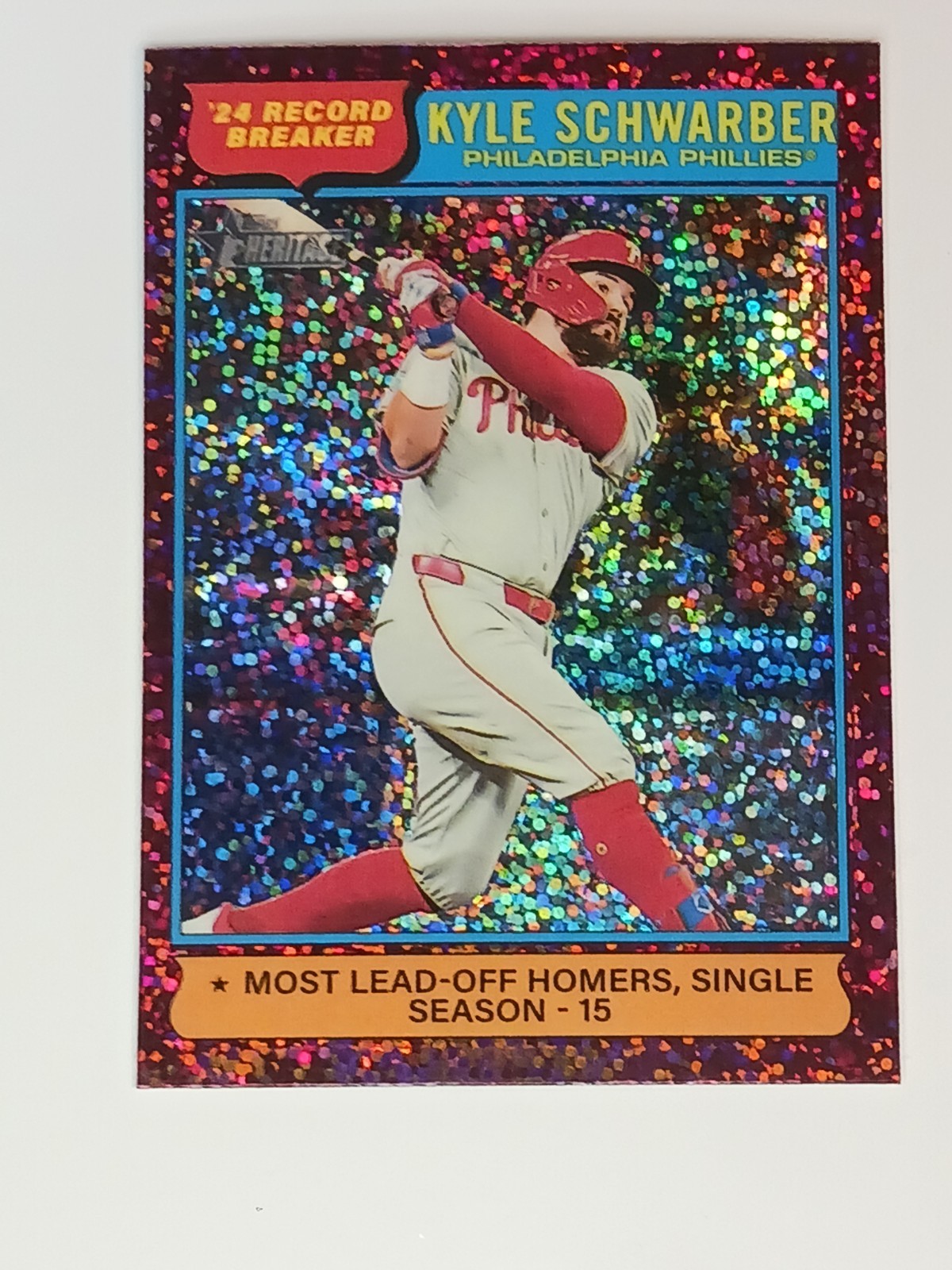 2025 Topps Heritage #2 Kyle Schwarber Chrome Burgundy Sparkle Refractor