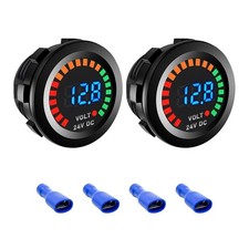 2 PCS Waterproof Voltmeter for Car, DC 24V LED Digital Display Voltage Gauge ...