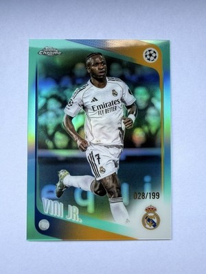 2025-26 Topps Chrome UEFA Vinicius Jr Aqua Green Refractor #028/199 Real Madrid