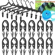 12PCS Travel Hangers,Portable Folding Clothes Hanger with Clips 12PCS