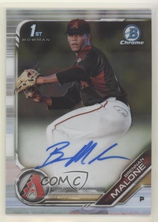 2019 Bowman Draft Chrome Draft Pick Brennan Malone #CDA-BM Auto z5m