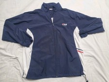 Fila Windbreaker Jacket Full Zip Mesh Lining Navy Men's Large