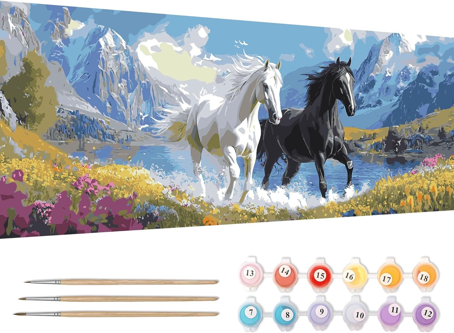 Reofrey Large Paint by Numbers Kit for Adults Horses - 30x80cm Canvas, Animals