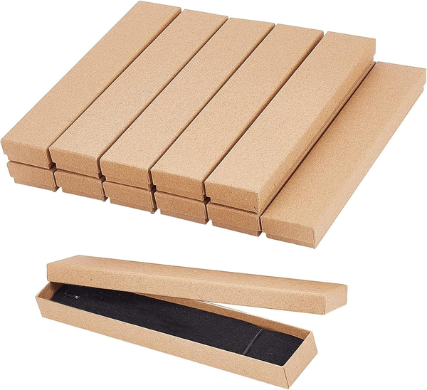 12 StüCk Karton Halskette Box, Kraft Schmuckschatulle Rechteck Geschenkbox Gesch-image