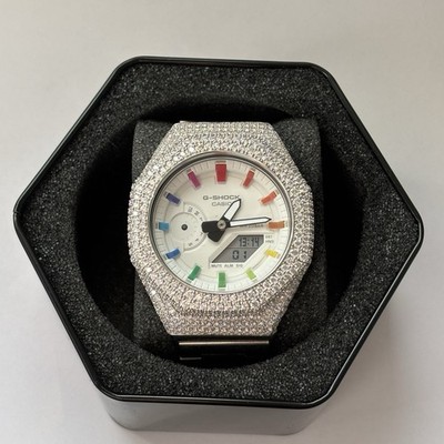 ICEDOUT CASIO G-SHOCK GA2100 with Moissanite Diamonds Bussdown 925 Silver Watch