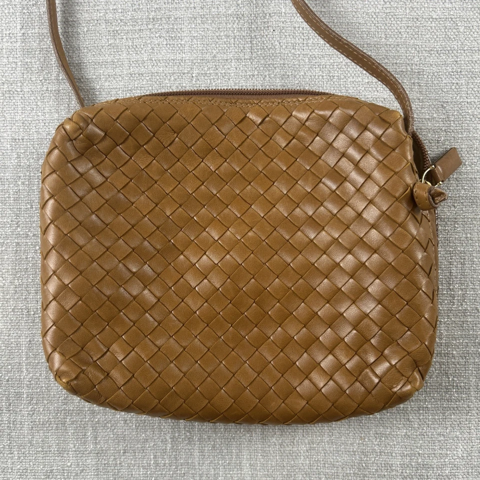 Bottega Veneta Intrecciato Leather Crossbody Bag Brown Woven Italy Vintage - Image 2 of 4