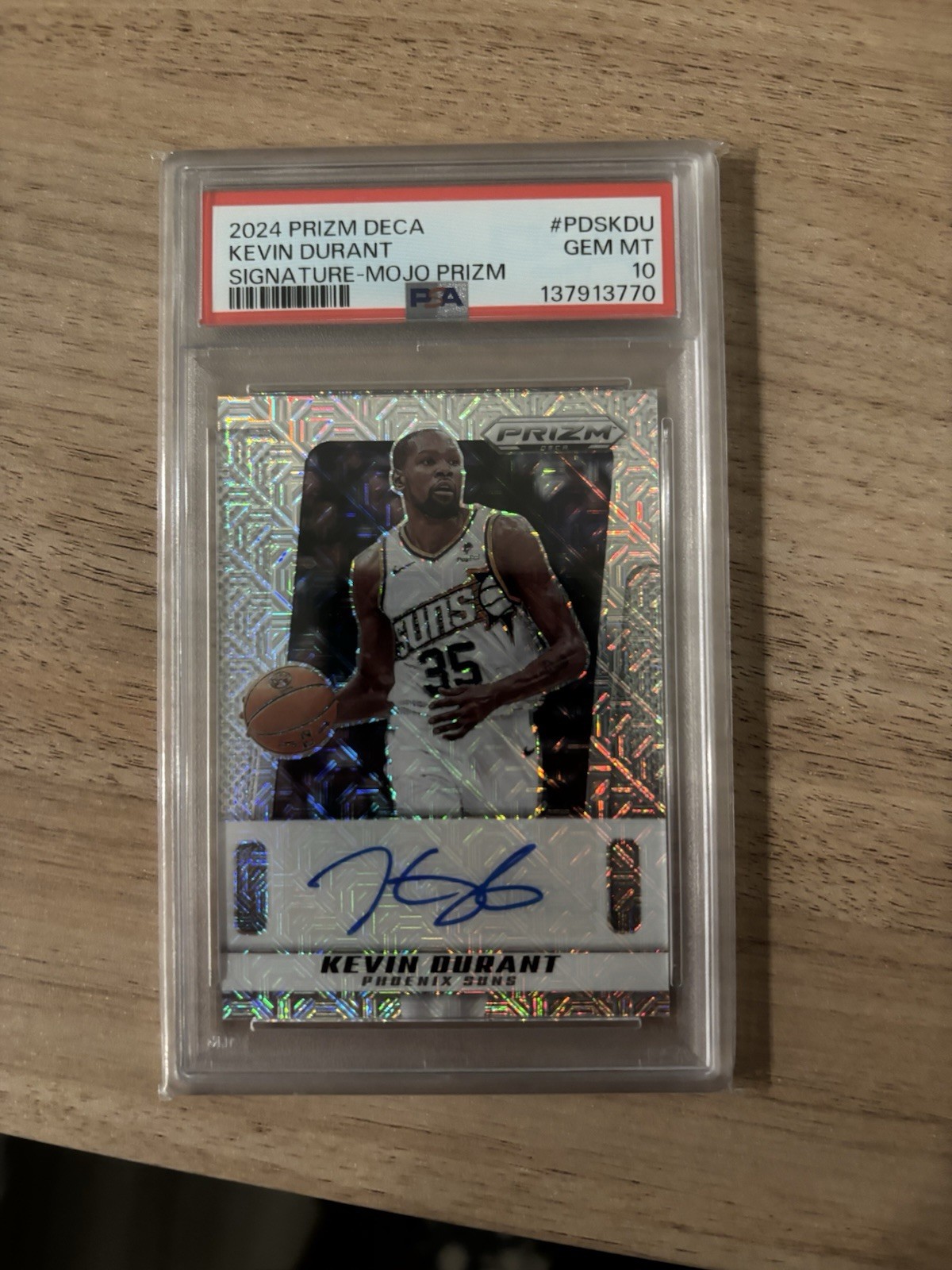 2024-25 Panini Prizm Deca Kevin Durant Signature Mojo Prizm Auto PSA 10