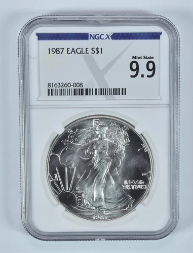 1987 American Silver Eagle Mint State 9.9 NGC X NGCX *4776