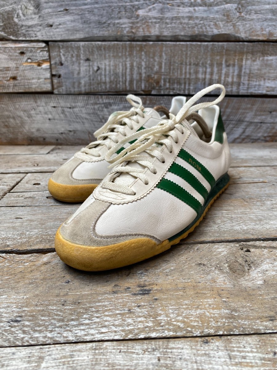 Vintage 80's Adidas Rom white low-top sneakers uk 8, Made in West