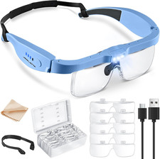 Magnifying Glass with Light, 5 Lenses, Rechargeable Headset