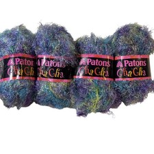 4 Skeins Patons Cha Cha Fun Fur Yarn Vegas 2002 Shimmer Metallic Craft Crochet