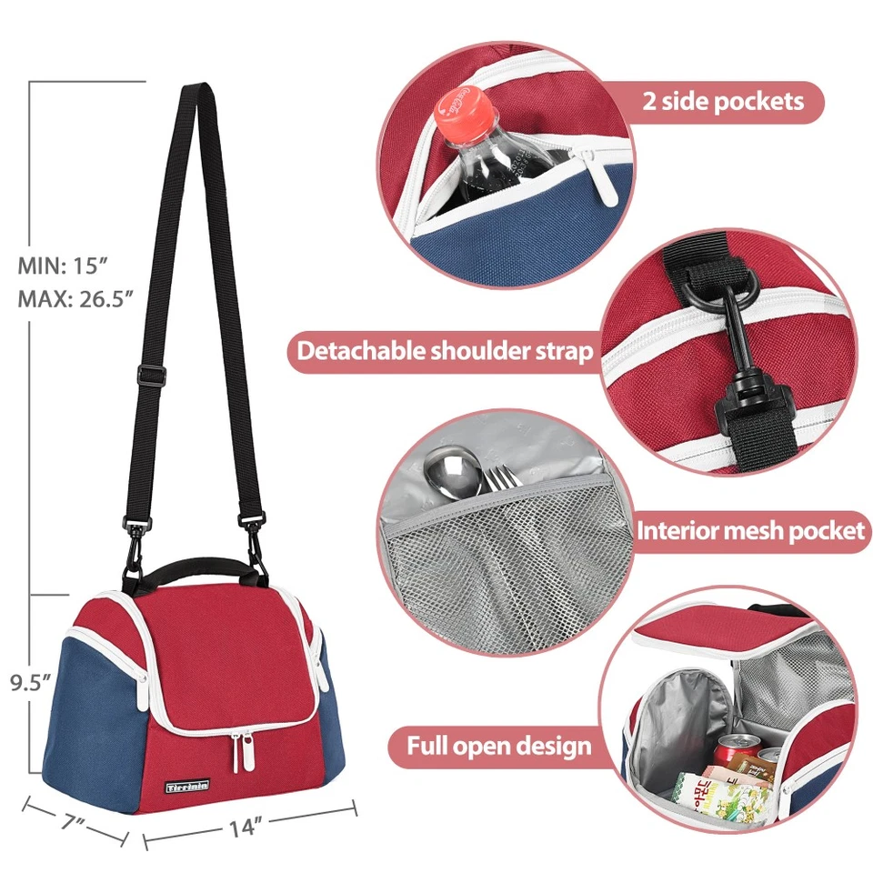 Bolsa de almuerzo aislada para hombres bolsa refrigeradora suave de doble cubierta a prueba de fugas lonchera Foto 4 de 4