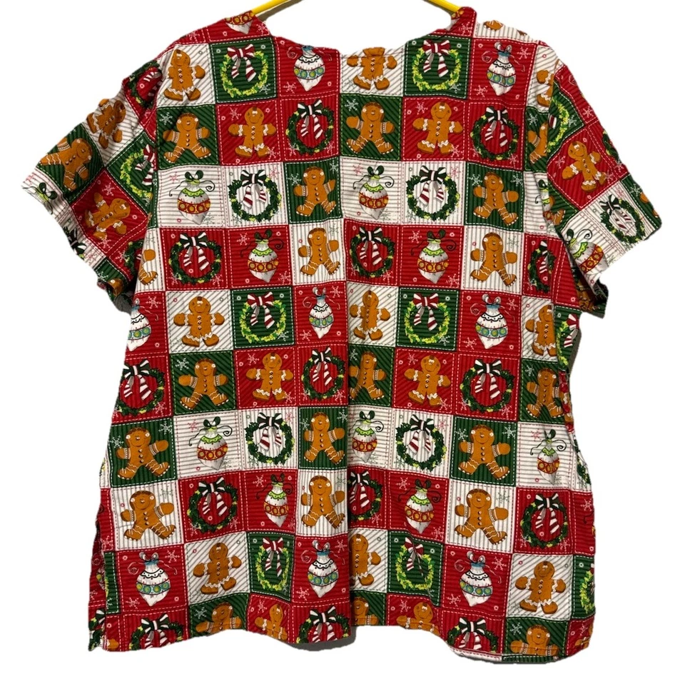 Comfy Cotton Scrubs Brand Christmas Themed 100% Cotton Size XL Scrub Top - Image 4 of 4