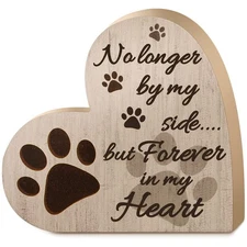 Pet Memorial Gifts, Heart Shaped Dog Memorial Gifts Pet Sympathy Wooden Sign ...