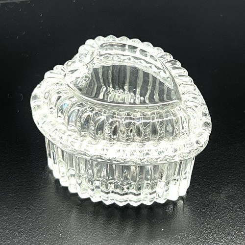Vintage Valentines Crystal Heart Shaped Trinket/Jewelry Box w/Lid by HOMCO