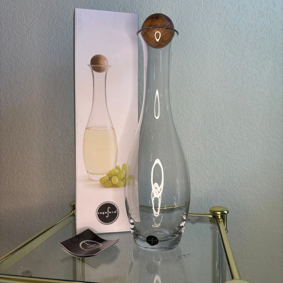 Sagaform Nature Wine/Water Carafe with Oak Stopper, white wine carafe decanter - Image 2 of 4