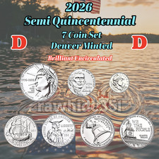 2026 SemiQ-7 Coin Set-D-Half Dollar-4 Quarters-1 Dime-1 Nickel-Denver Mint