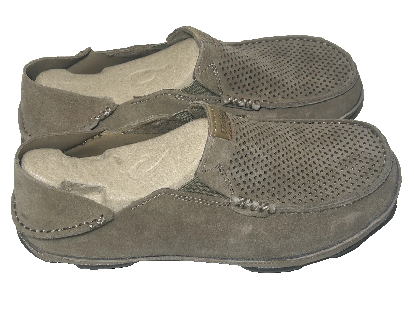 OLUKAI Moloa Kohana Shoe Mens Size 11.5 Clay Leather Loafer Boat Shoe Slip On
