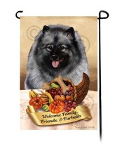 Keeshond  Thanksgiving Garden Flag