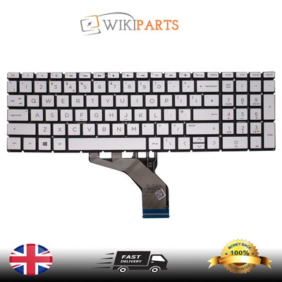 Silber UK QWERTZ Tastatur kompatibel für HP PAVILION 15-CW1600NG Laptop Hintergrundbeleuchtung
