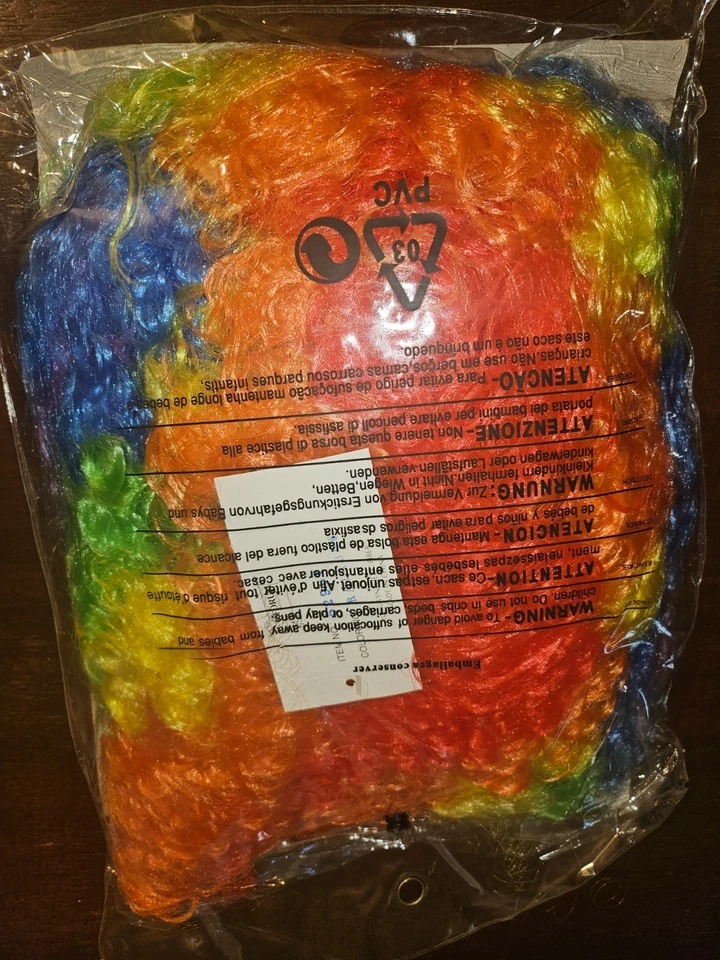 Peluca payaso arco iris jumbo disfraz payaso de Halloween Foto 3 de 3
