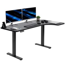 VIVO Electric 58" x 35" Dual Motor Standing Corner Desk, Black Top, Black Frame