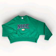 Nike Swoosh Pullover Sweatshirt Cropped Crewneck Green Women's Size Medium