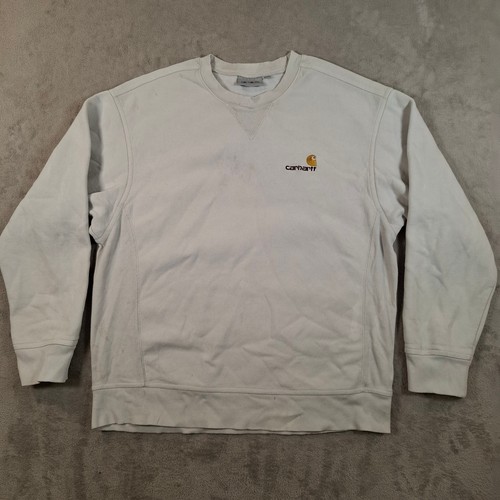 Carhartt Sweatshirt Mens Large White American Script Sweat Crewneck WIP Casual - Picture 1 of 14