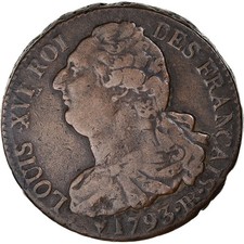 [#1065905] Coin, France, Louis XVI, 2 sols Français, 1793 / AN 5, Strasbourg, Pe