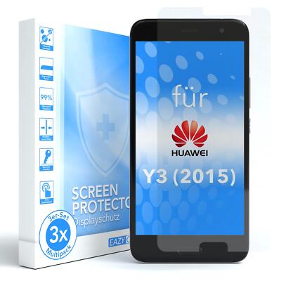 EAZY CASE 3x Displayschutzglas Huawei Y3 (2015) Schutzglas Hart Glasfolie 9H