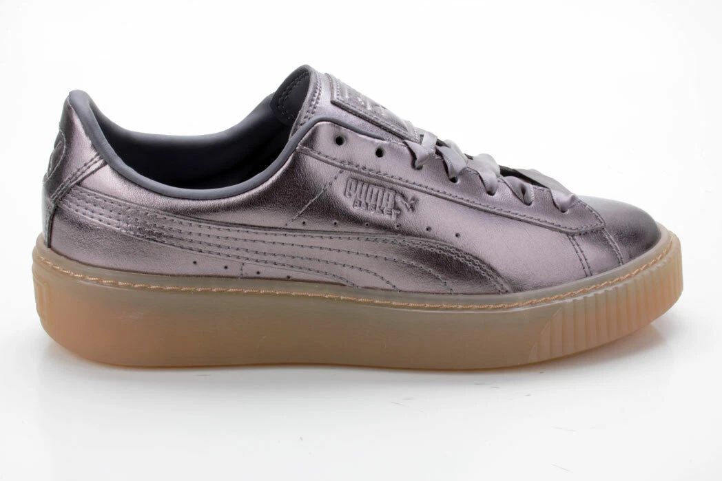 Puma Basket Platform Luxe Women s Sneaker WN s 366687 01 Grey Brown