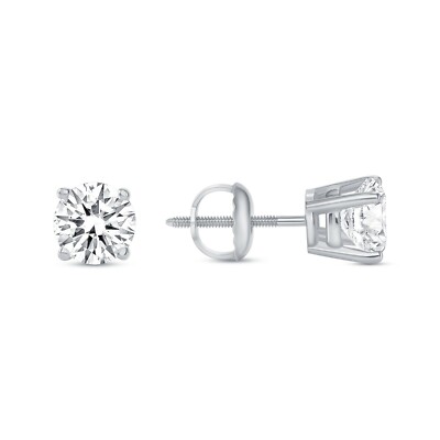 1 kt runder im Labor hergestellter massiver Diamant 18 K Weißgold Ohrringe Ohrstecker Schraube