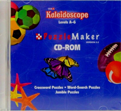 NEW - SRA Kaleidoscope Levels A-G PUZZLE MAKER CD-ROM Crossword/Word/Jumble