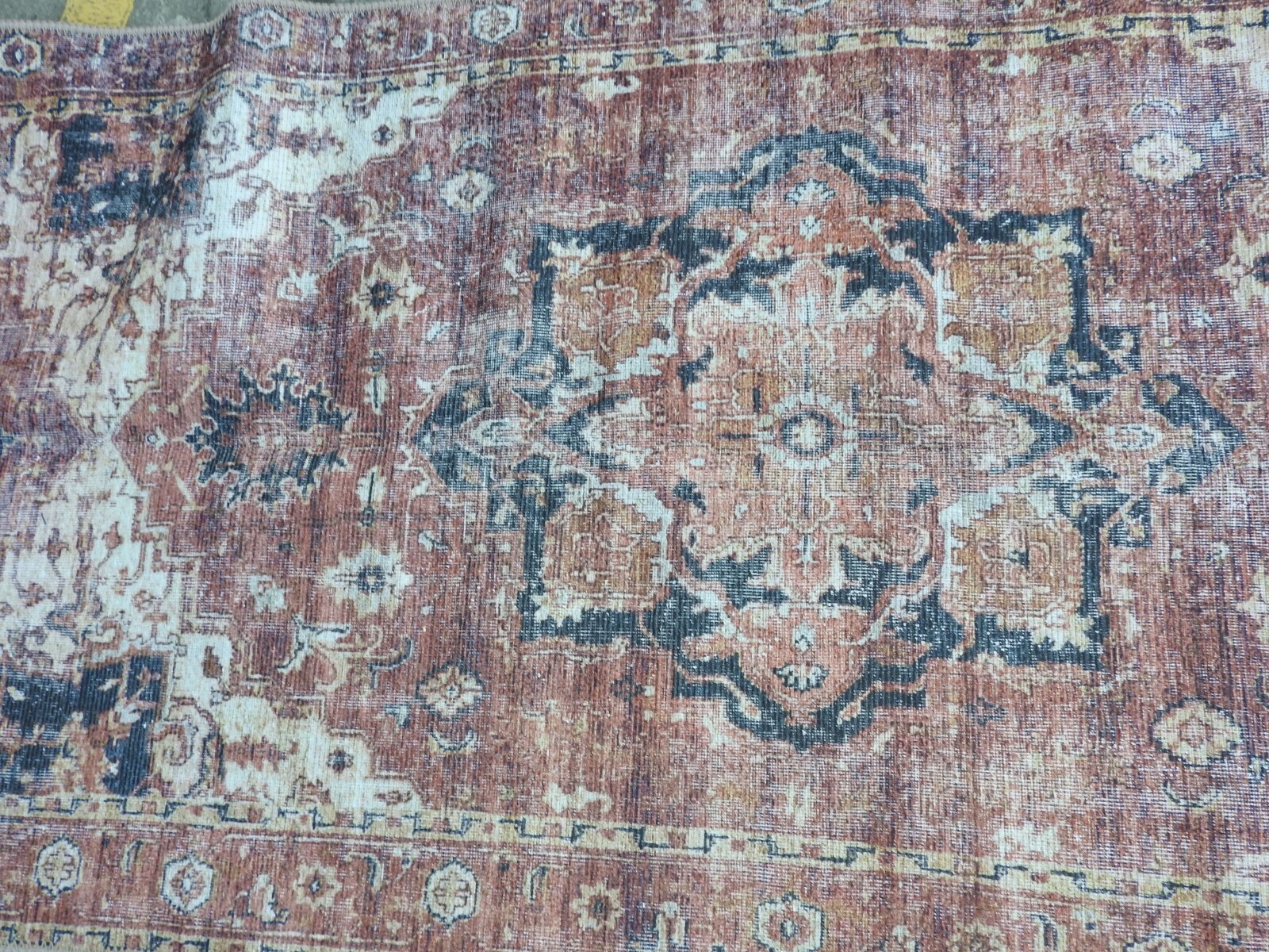 The Rug Collective Distressed Vintage Kendra Ash Runner Rug Wipe Clean