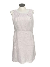 Tahari Women's Beige Linen Sleeveless Dress Size 14