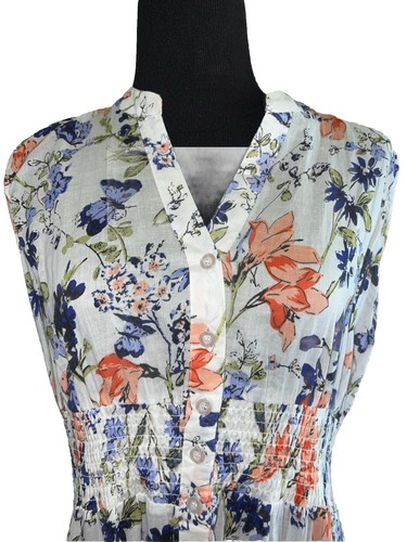 Chelsea & Theodore 100% Cotton Printed Summer Midi Dress w/Smocked Waist Size L - Picture 2 of 11
