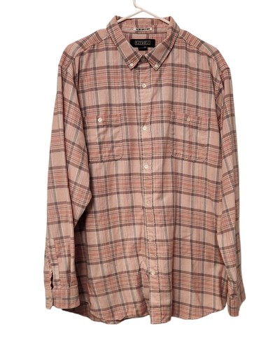 Ezekiel Pink Flannel Shirt Pink White Plaid Long Sleeve Button Up Mens 2XL EUC