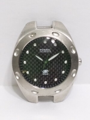 Fossil Blue Vintage 90s Men's Watch AM-3290 Carbon Fiber Dial