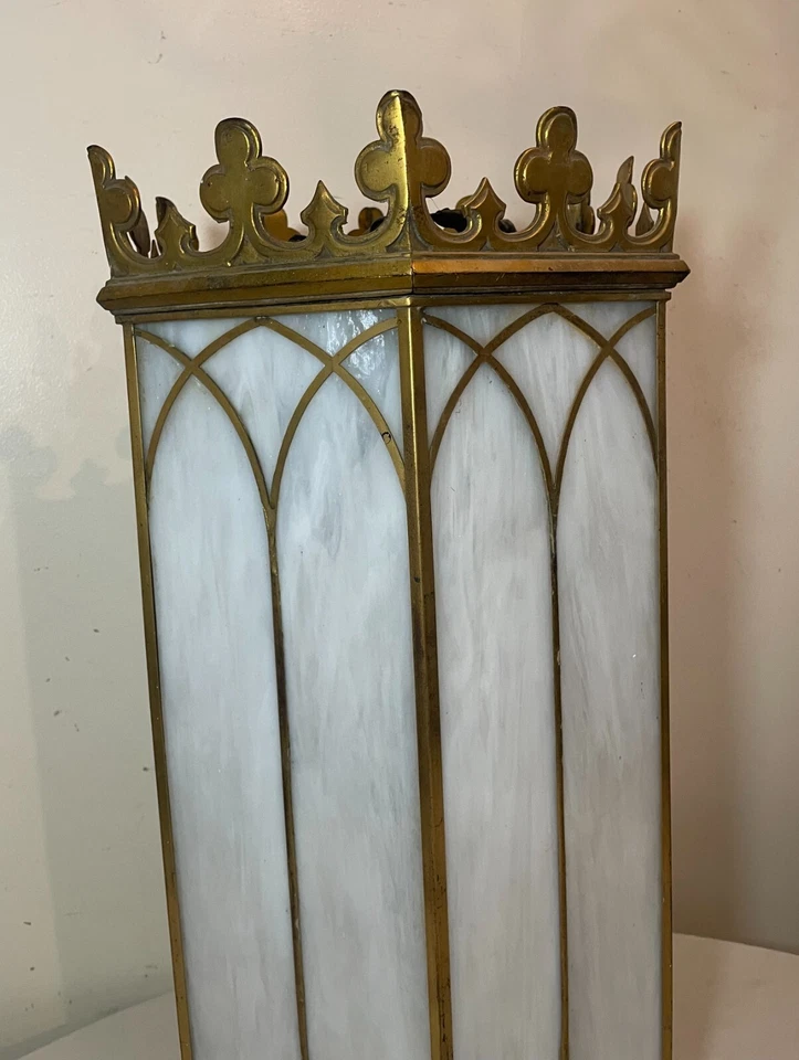 GRAN araña colgante gótica iglesia vitral bronce dorado ornamentado antiguo  Foto 4 de 4