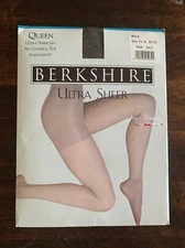 Berkshire Ultra Sheer Queen No Control Top Black Size 3X-4X  Pantyhose