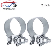 2PCS 2" Inch Stainless Steel T409 Narrow Band Exhaust Clamps Seal Muffler