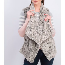 Nwot Jolt Textured Vest Jacket Womens Sz M Gray Faux Fur Open Sleeveless Pockets