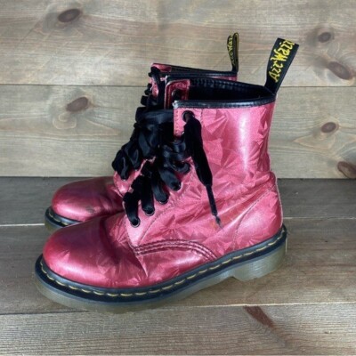 Dr martens 1460 womens size shoes red holographic combat boots