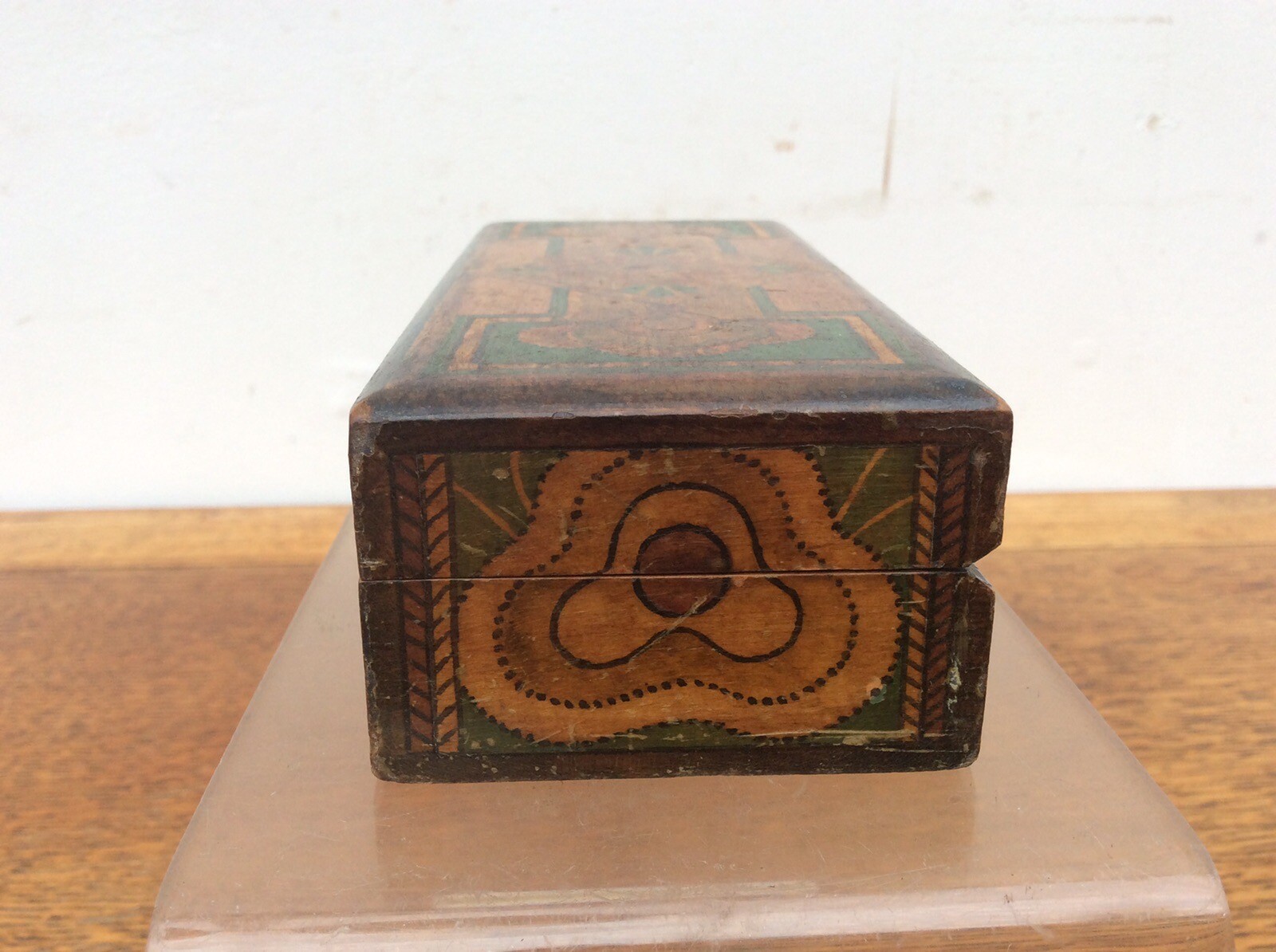 ART DECO HAND PAINTED WOODEN STAMP BOX TREEN DESKTOP ITEM eBay