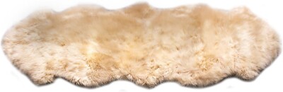 Double Pelt Sheepskin Rug Natural Champane Fur Rug Luxurious Fur Decor 2 x 6 ft