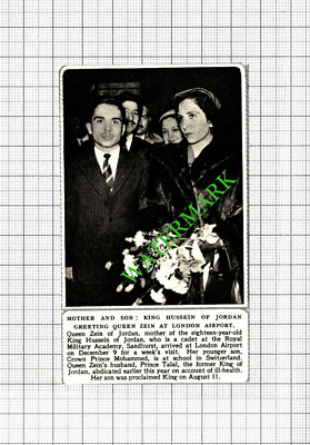 King Hussein Of Jordan Queen Zein Sandhurst - 1952 Small Cutting