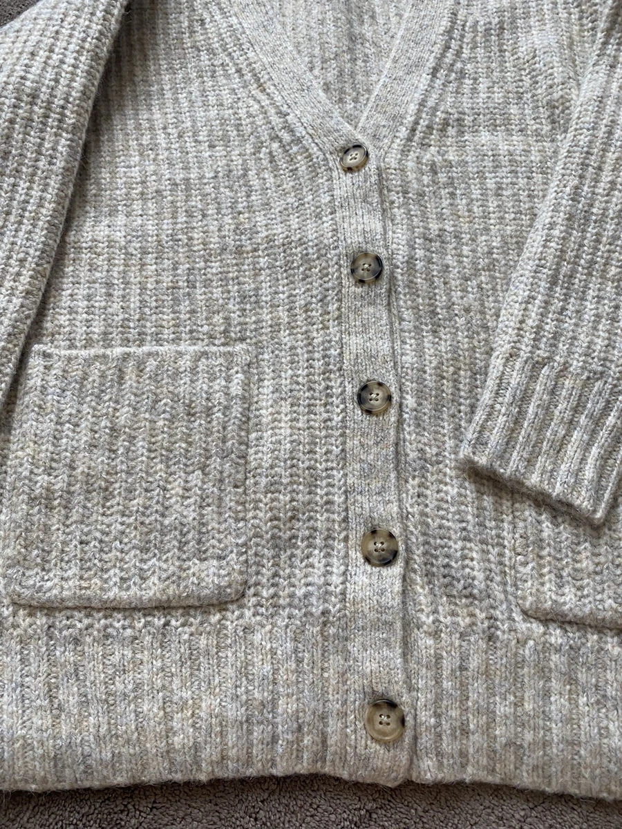uniqlo womens low gauge v neck long sleev cardigan natural size S $49.90
